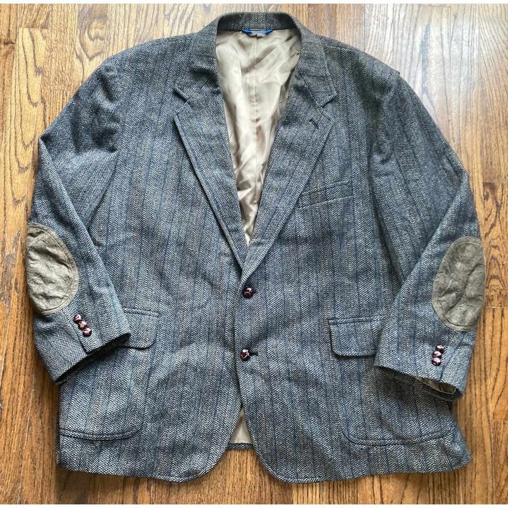 VTG Pendleton Blazer Mens Size 54 Brown Wool Tweed Elbow Patches Academia